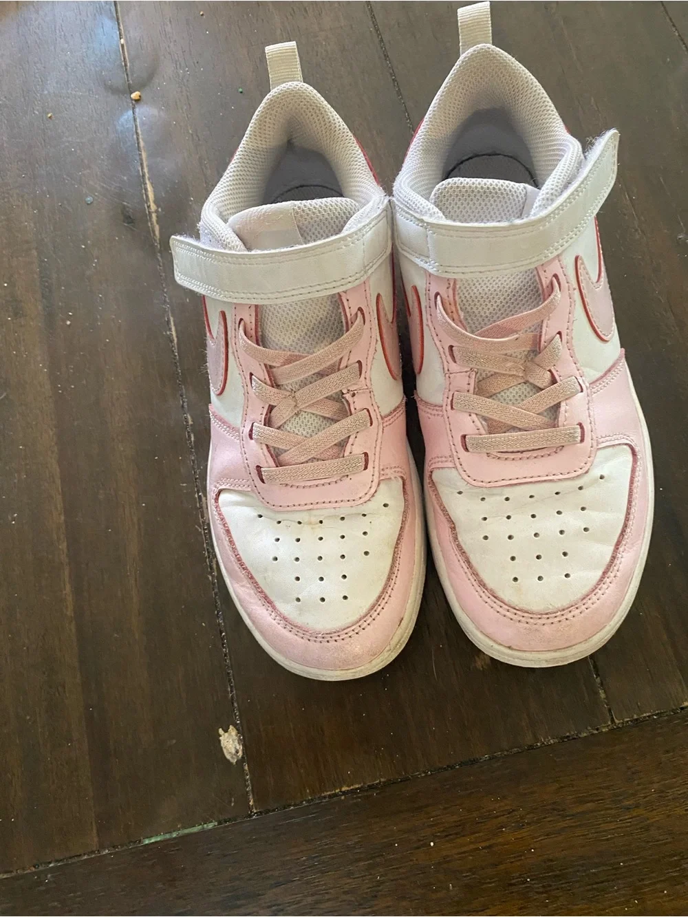 Nike Kids White and Light Pink High-Top Sneakers with Velcro Strap